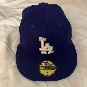 Used New era dodgers fitted cap size 7 special edition with pin on side